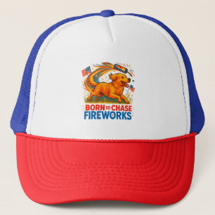Casquette Né à Chase Fireworks   Patriotique Golden Retriev