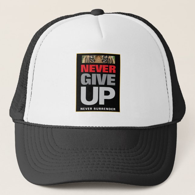 Casquette Ne jamais abandonner, ne jamais se rendre en blanc (Devant)