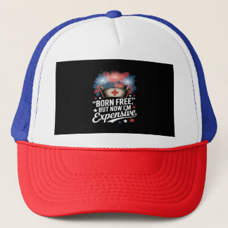 Casquette Né libre mais maintenant je suis cher 4 juillet in