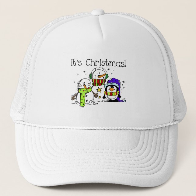 Casquette Neiges et pingouins C'est Noël (Devant)