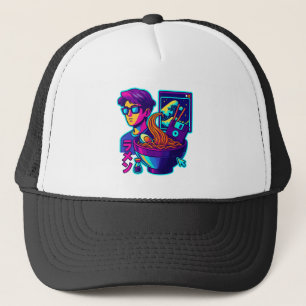 Casquette Neon Cyber Ramen - Vaporwave Art esthétique rétro