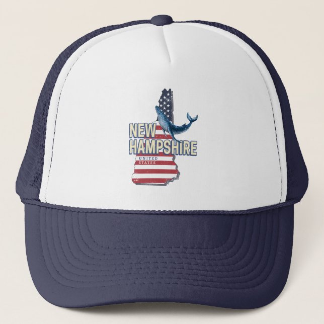Casquette New Hampshire États-Unis Retro State Map (Devant)