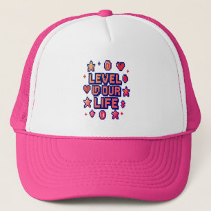 Casquette "Niveau vers le haut de votre vie" - Pixel Art Mot
