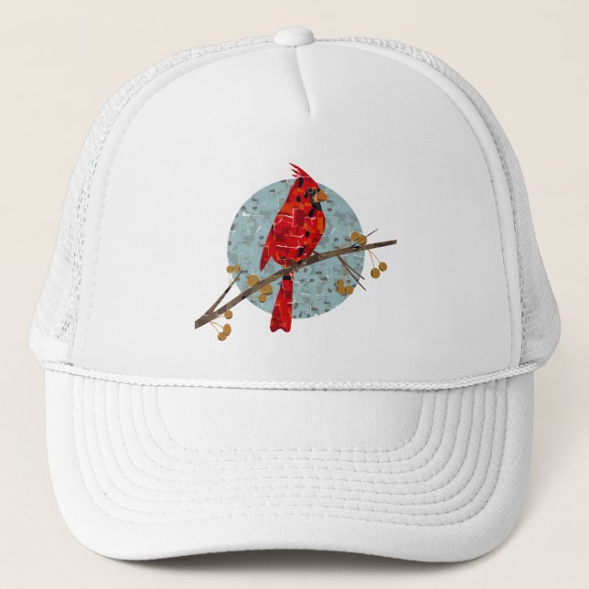 Casquette Noël Cardinal oiseau collage (Devant)