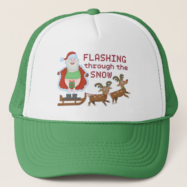Casquette Noël drôle le père noël clignotant par la neige (Devant)