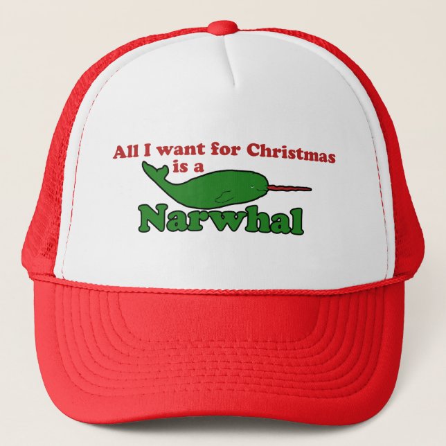 Casquette Noël drôle Narwhal (Devant)