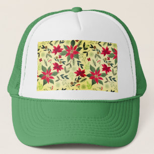 Casquette Noël Motif sans couture avec fleurs rouges