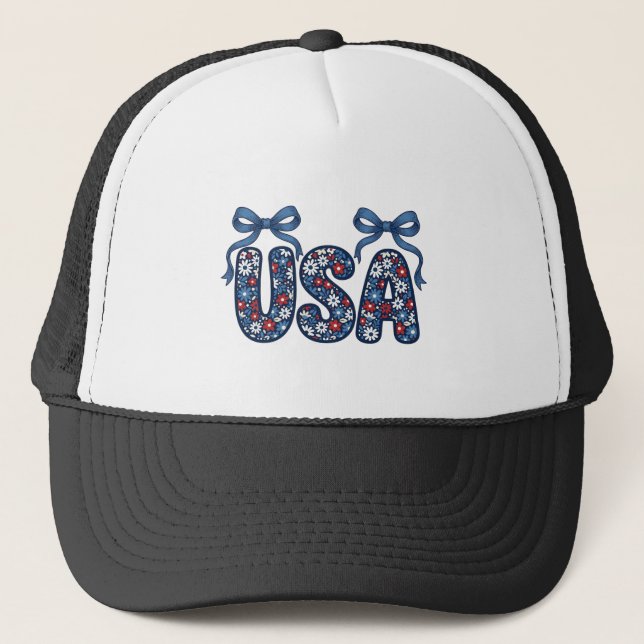 Casquette Nœud Floral USA Design Vectoriel Patriotique_1 (Devant)
