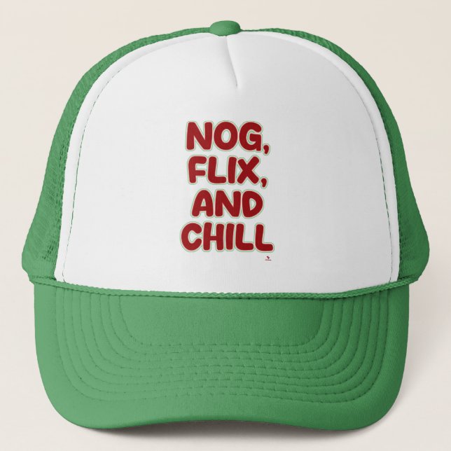 Casquette Nog Flix and Chill Funny Christmas Joy Motto (Devant)