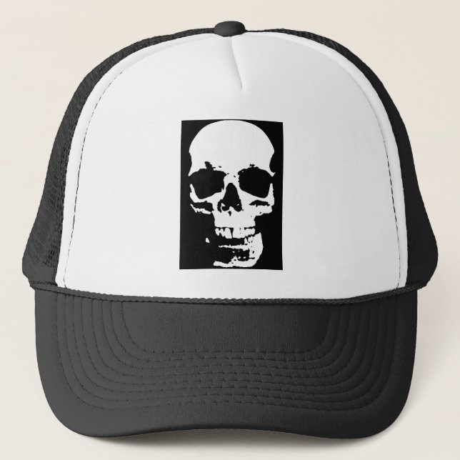 Casquette Noir & Blanc Pop Art Crâne Cool élégant (Devant)
