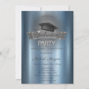 Casquette noir Bleu Graduation Party Invitation