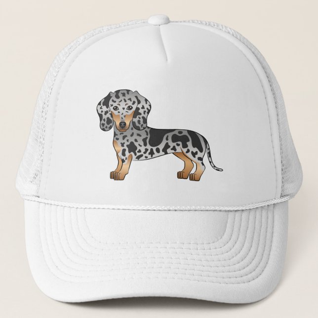 Casquette Noir Et Tan Dapper Cheveux Courte Dachshund Mignon (Devant)