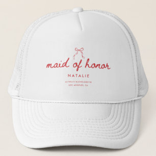Casquette Nom de demoiselle d'honneur à nœud coquet en scrip