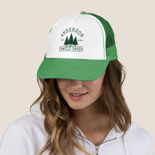 Casquette Nom de famille Cabine Forest Pine Trees verts