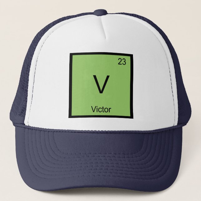 Casquette Nom de Victor Élément de Chimie Tableau Périodique (Devant)