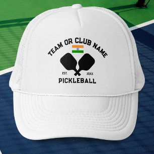Casquette Nom d'équipe de club de Pickleball Inde Drapeau in