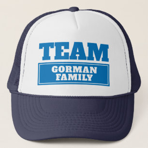 Casquette Nom d'équipe ou nom de famille personnalisé bleu