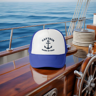 Casquette Nom du bateau personnalisé Capitaine Ancre nautiqu