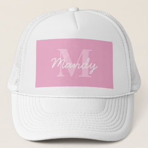 Casquette Nom et monogramme curieux à l'air mignon   Rose