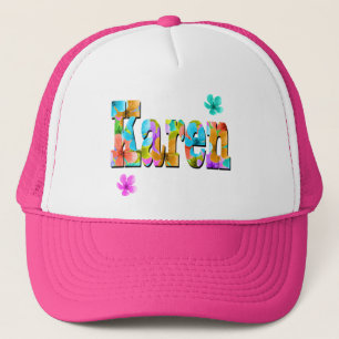 Casquette Nom Karen Logo Avec Fleurs,