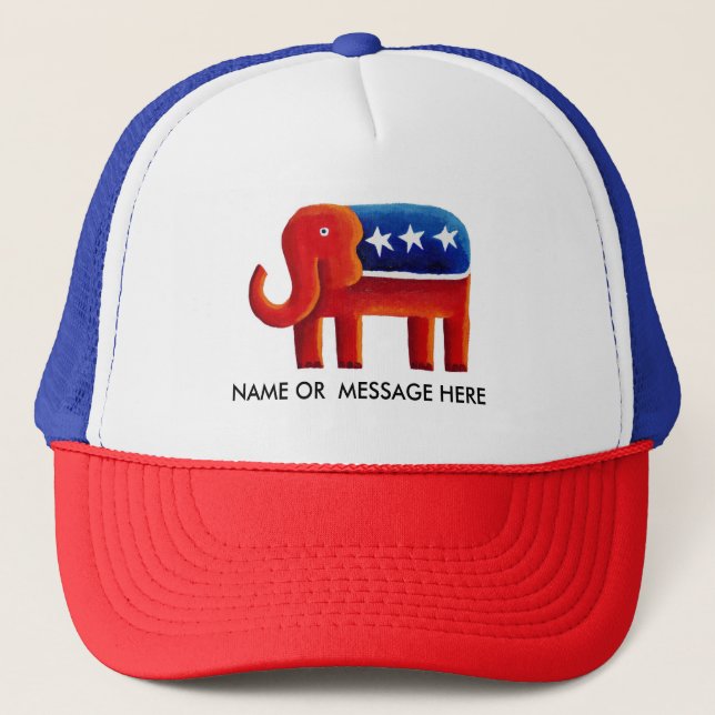 Casquette Nom ou message personnalisé de l'éléphant républic (Devant)