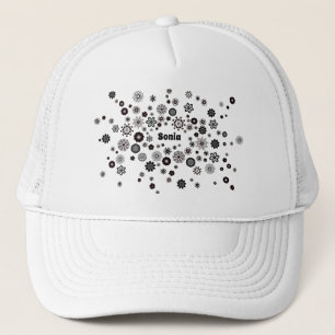 Casquette Nom personnalisable Modèle floral noir et blanc