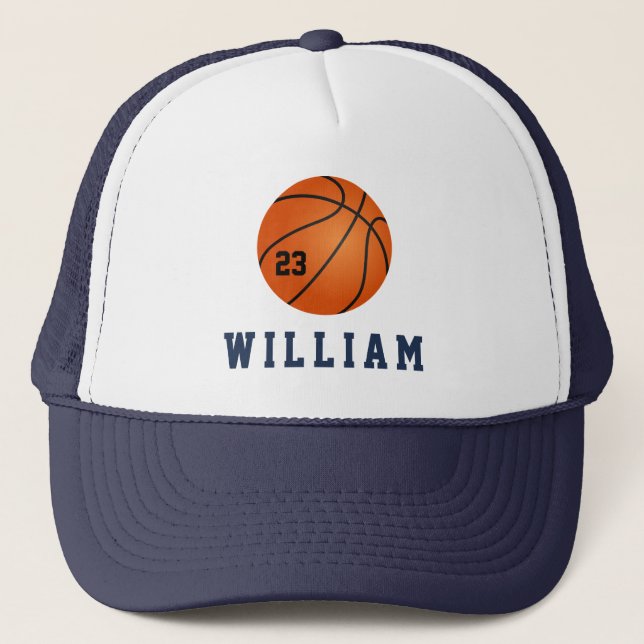 Casquette Nom personnalisé du basket-ball, texte, monogramme (Devant)