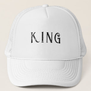 Casquette Nom personnalisé en texte de roi de couleur blanch