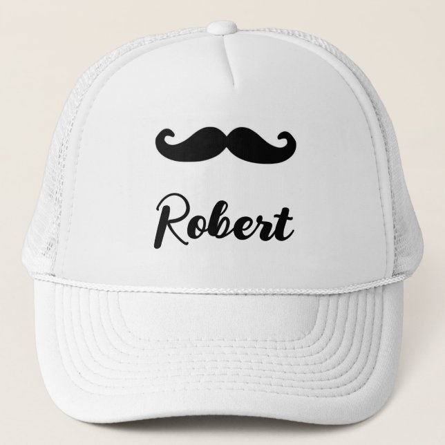 Casquette Nom personnalisé noir guidon moustache (Devant)