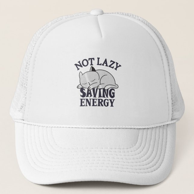 Casquette Not lazy, Saving Energy Cat (Devant)
