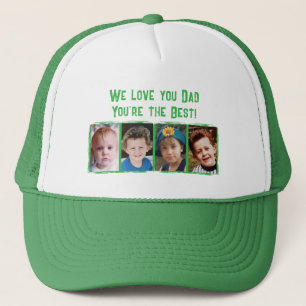 Casquette Nous t'aimons papa 4 photos blanc vert