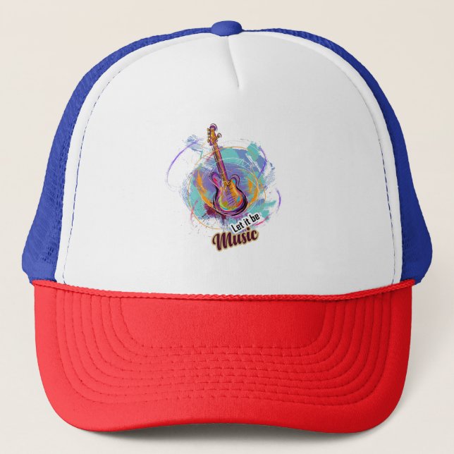 Casquette numériquement conception de guitare peinte (Devant)