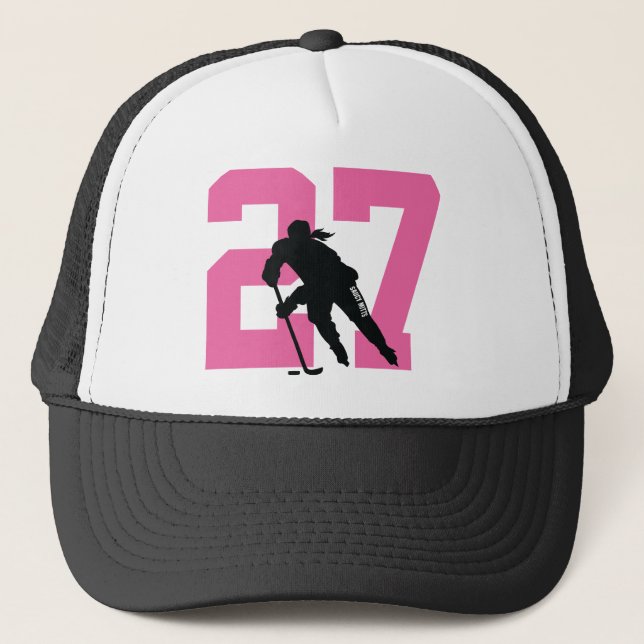 Casquette Numéro du joueur personnalisé de hockey féminin (Devant)