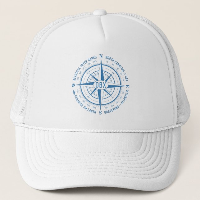 Casquette OBX Boussole nautique Banques extérieures Bleu Vin (Devant)