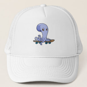 Casquette Octopus comme patineur avec skateboard