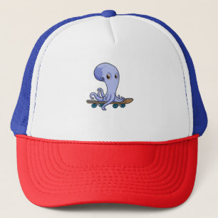 Casquette Octopus comme patineur avec skateboard