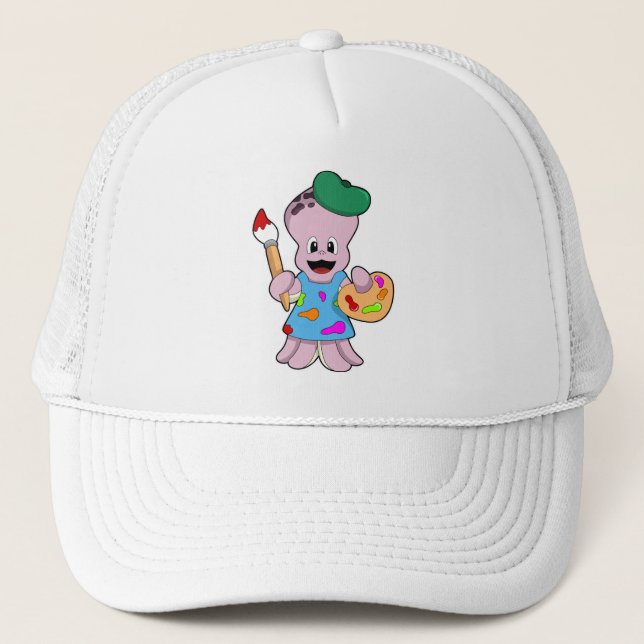 Casquette Octopus comme Peintre avec pinceau (Devant)