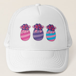 Casquette Oeufs de Pâques aux fleurs et au ruban