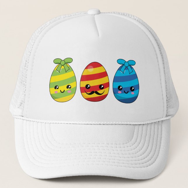 Casquette Oeufs de Pâques de Kawaii avec des rubans (Devant)