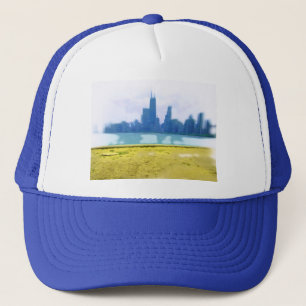 Casquette Œuvre d'art de la skyline de Chicago réalisée au p