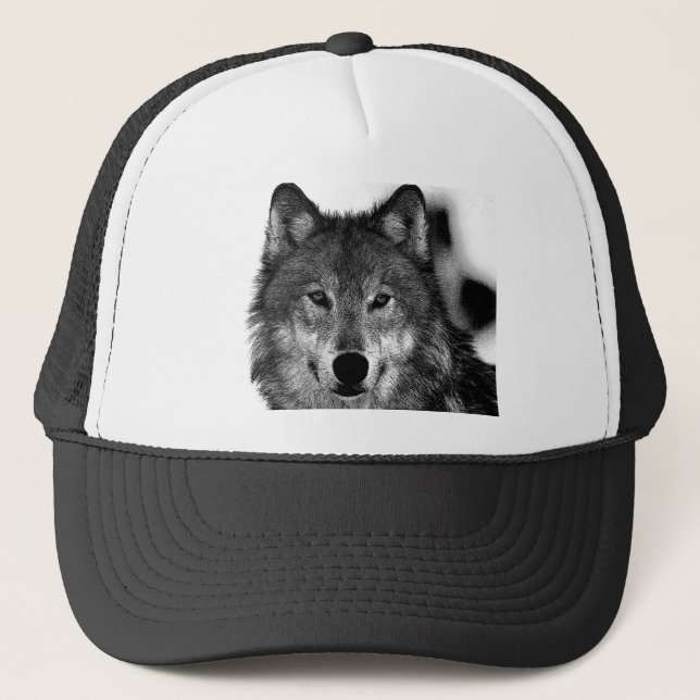 Casquette Oeuvre de Loup noir et blanc (Devant)