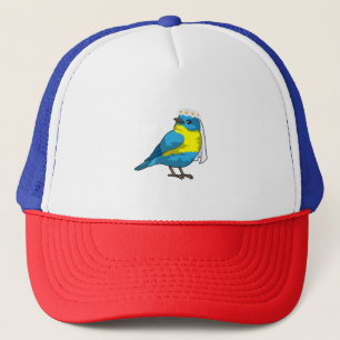 Casquette Oiseau comme mariée avec couronne de fleurs