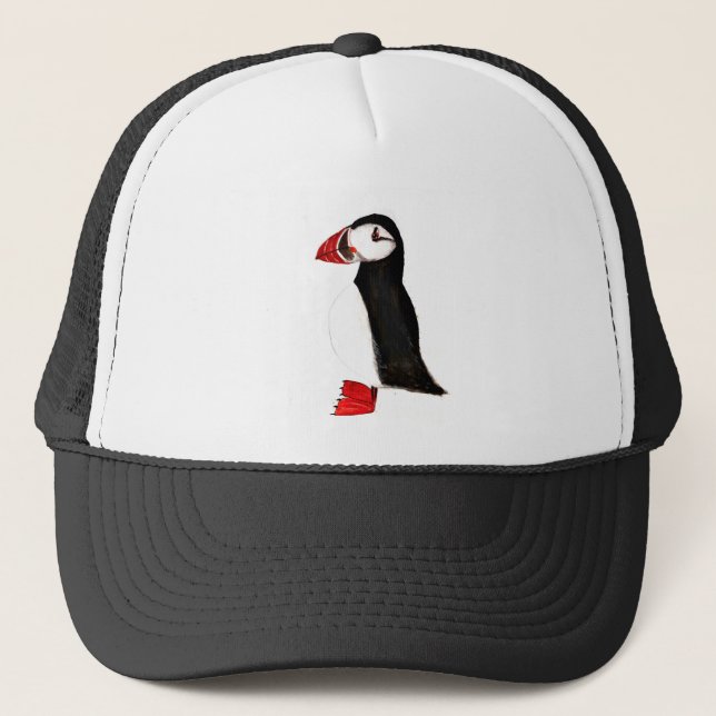 Casquette Oiseau de Puffin mignon Aquarelle drôle Atlantique (Devant)