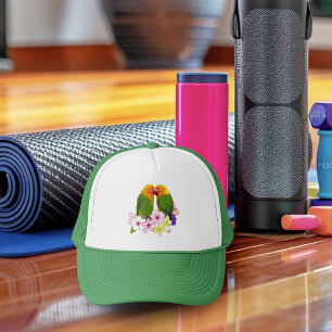 Casquette Oiseaux amoureux Fleurs tropicales