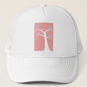 Casquette oiseaux bleus dans l'arbre art d'oiseau mignon