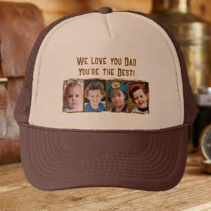 Casquette On aime papa 4 photos beige marron