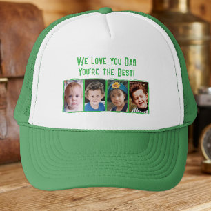 Casquette On aime papa 4 photos blanc vert