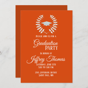 Casquette orange et Feuille Grad Invitation 5" x 7