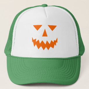 Casquette Orange Pumpkin Face Trucker Hat