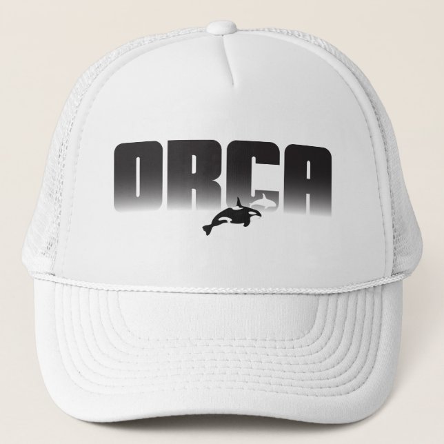 Casquette ORCA Cool Noir et blanc Design typographique (Devant)
